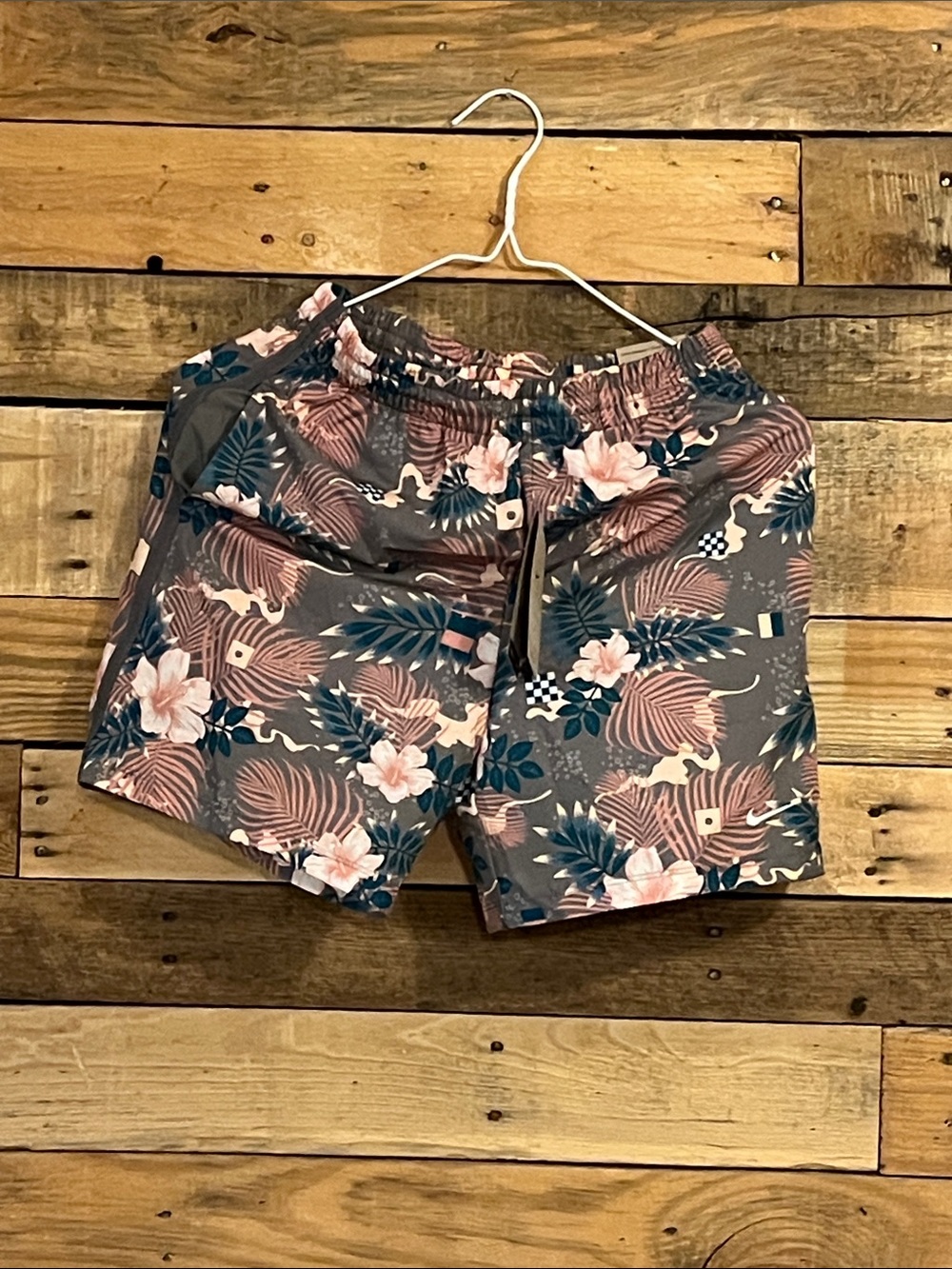 Nike Kids Floral  Shorts - Tan Pink Teal